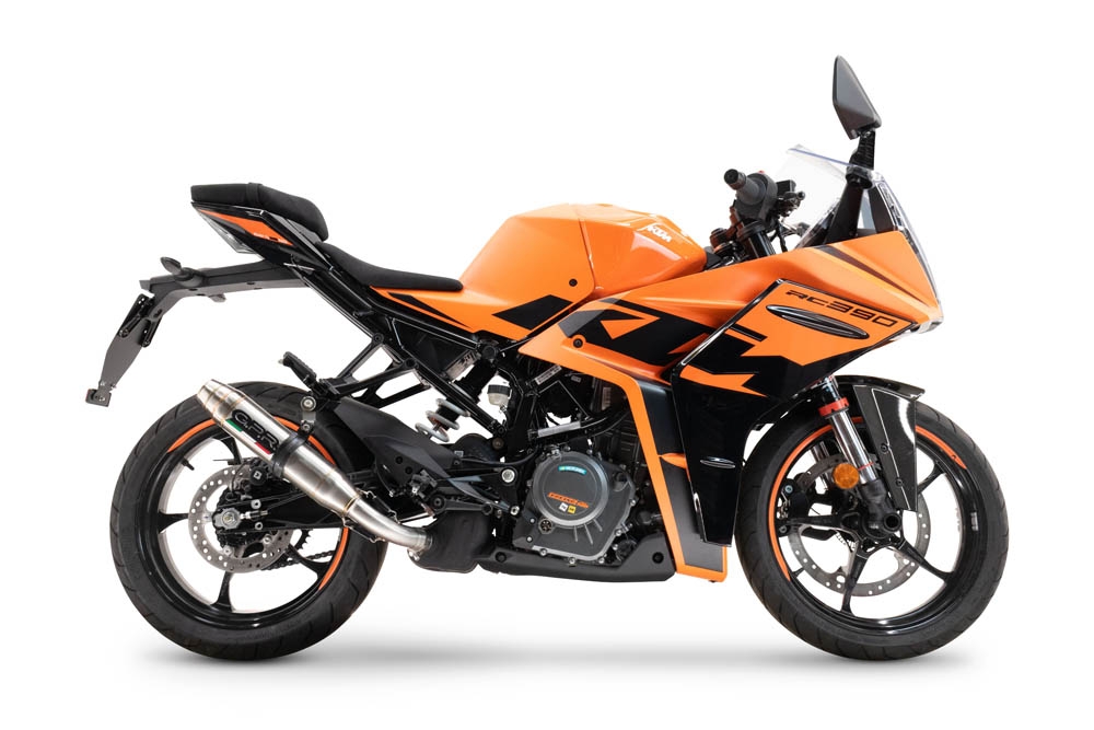 Escape compatível com Ktm Rc 390 2022-2024, Deeptone Inox, Escape legal, homologado, silenciador com db killer removível e tubo de ligação específico 