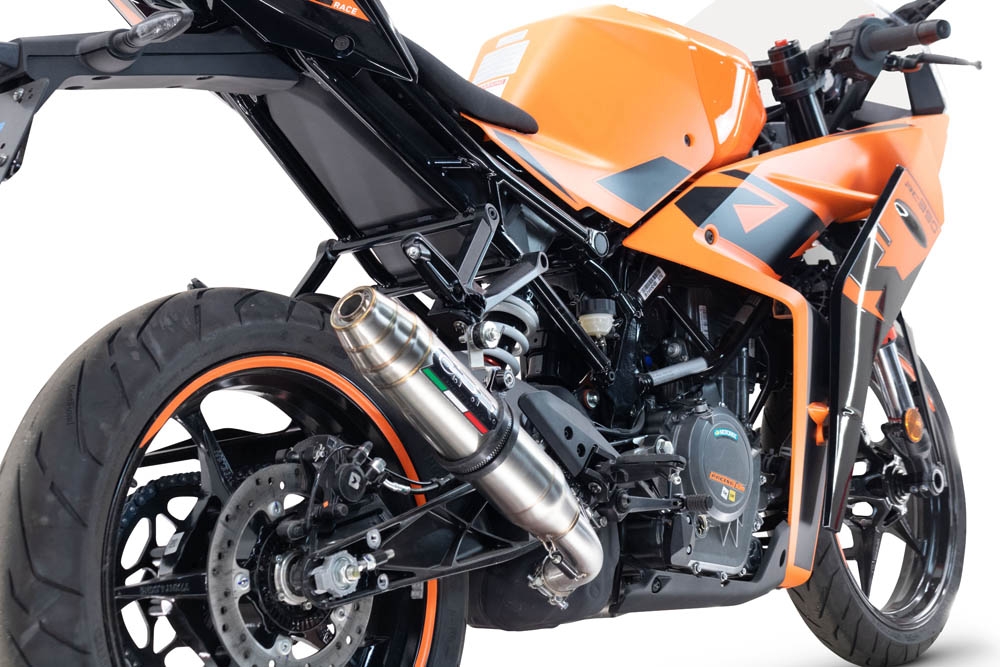 Escape compatível com Ktm Rc 390 2022-2024, Deeptone Inox, Escape legal, homologado, silenciador com db killer removível e tubo de ligação específico 