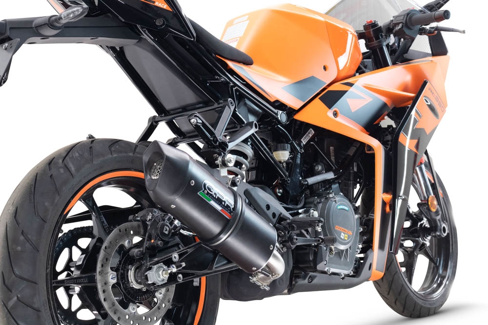 Escape compatível com Ktm Rc 125 2021-2024, Furore Evo4 Nero, Escape legal, homologado, silenciador com db killer removível e tubo de ligação específico 