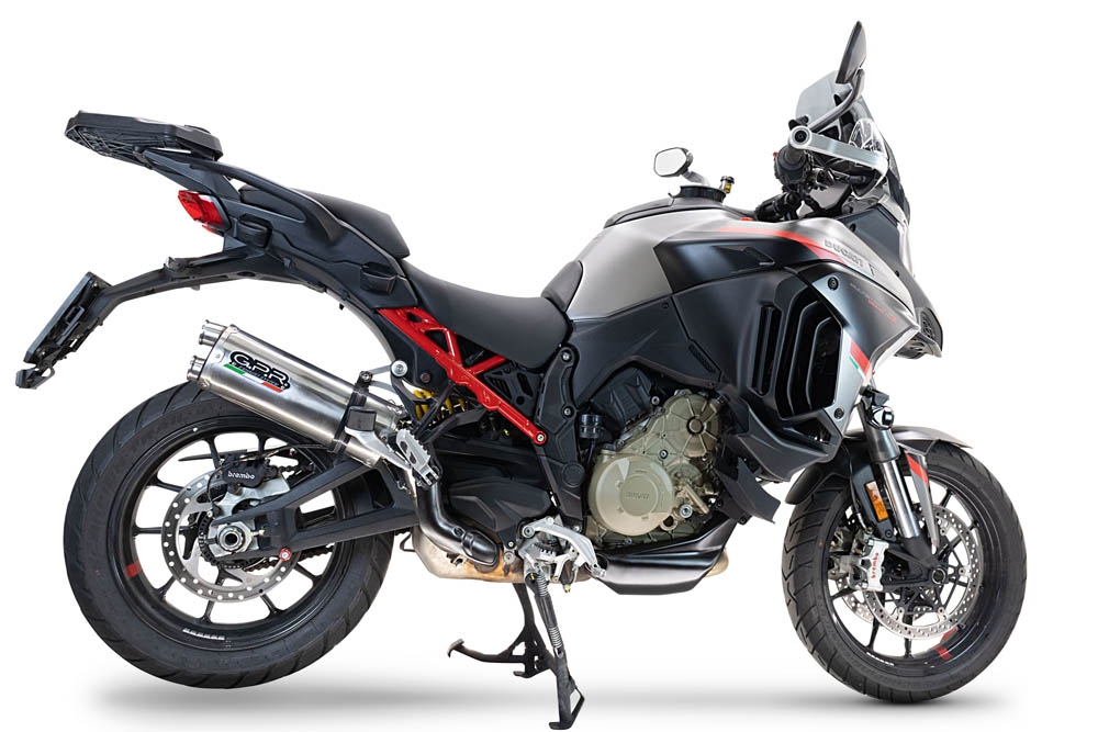 Escape compatível com Ducati Multistrada V4 Grand Tour 2024-2025, Dual Inox, Escape legal, homologado, silenciador com db killer removível e tubo de ligação específico 