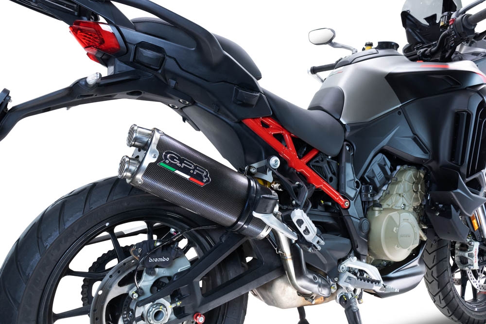 Escape compatível com Ducati Multistrada V4 - S 2022-2024, Dual Poppy, Escape legal, homologado, silenciador com db killer removível e tubo de ligação específico 