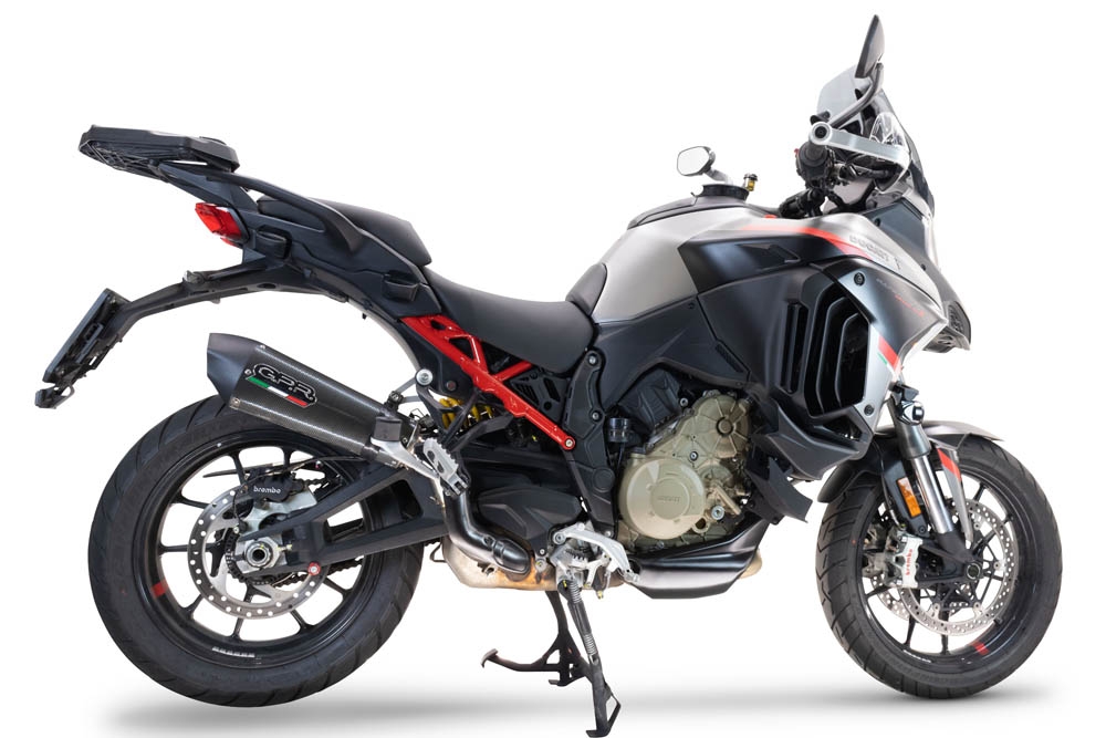 GPR escape compatível com  Ducati Multistrada V4 Rally 2023-2024, New Grand Prix Evo Poppy, Escape legal, homologado, silenciador com db killer removível e tubo de ligação específico 