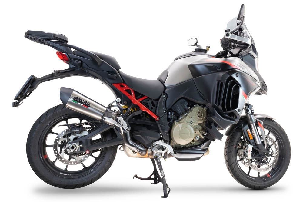 GPR escape compatível com  Ducati Multistrada V4 Rally 2023-2024, New Grand Prix Evo Titanium, Escape legal, homologado, silenciador com db killer removível e tubo de ligação específico 