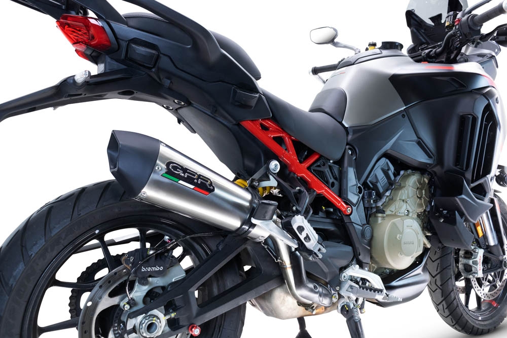 GPR escape compatível com  Ducati Multistrada V4 Rally 2023-2024, New Grand Prix Evo Titanium, Escape legal, homologado, silenciador com db killer removível e tubo de ligação específico 