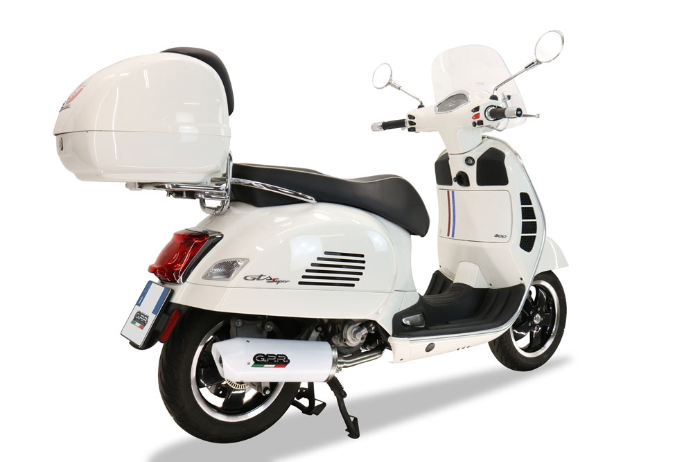 Escape compatível com Piaggio Vespa 125 Granturismo 2003-2007, Albus Ceramic, Escape racing linha completa, silencioso mais coletor com dbkiller, não homologado 