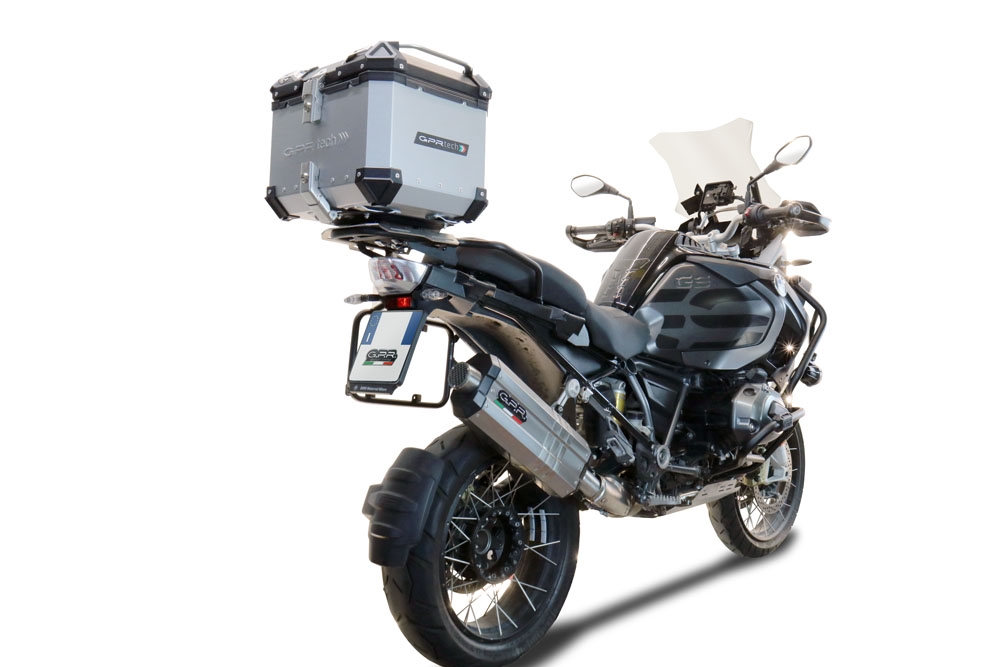 Top case em alumínio, cor prata com placa específica incluída Top case maletas GPR TECH compatível com Bmw R 1250 Gs Adventure 2021/2024 e5