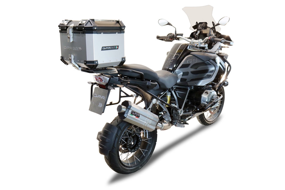 Top case em alumínio, cor prata com placa específica incluída Top case maletas GPR TECH compatível com Bmw R 1250 Gs Adventure 2021/2024 e5