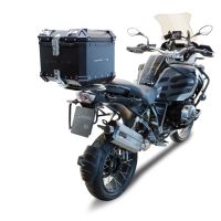 Top case em alumínio, cor preta com placa específica incluída Top case maletas GPR TECH compatível com Bmw R 1250 Gs Adventure 2021/2024 e5