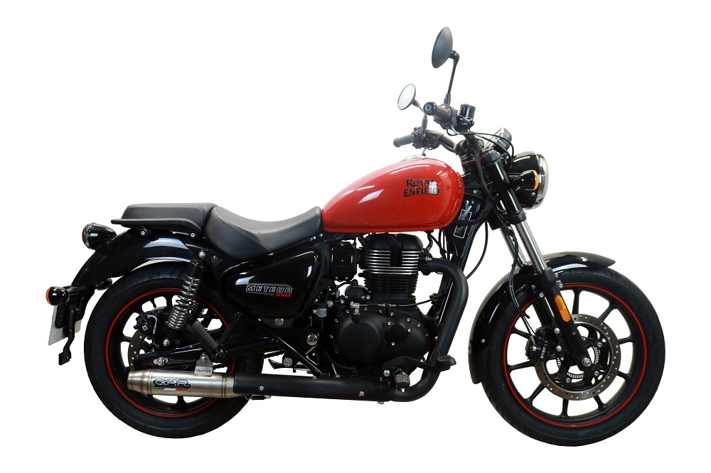 Escape compatível com Royal Enfield Classic 350 2021-2023, Deeptone Inox, Escape legal, aprovado, com db killer removível, tubo de conexão e conversor catalítico 