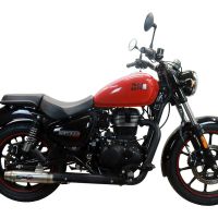 Escape compatível com Royal Enfield Classic 350 2021-2023, Deeptone Inox, Escape legal, aprovado, com db killer removível, tubo de conexão e conversor catalítico 