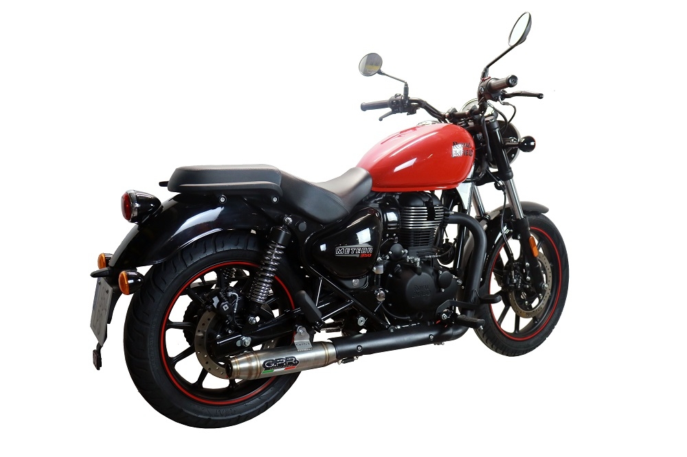 Escape compatível com Royal Enfield Classic 350 2021-2023, Deeptone Inox, Escape legal, aprovado, com db killer removível, tubo de conexão e conversor catalítico 