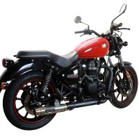 Escape compatível com Royal Enfield Classic 350 2021-2023, Deeptone Inox, Escape legal, aprovado, com db killer removível, tubo de conexão e conversor catalítico 