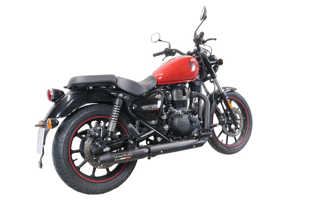 Escape compatível com Royal Enfield Classic 350 2021-2023, Deeptone Nero, Escape legal, aprovado, com db killer removível, tubo de conexão e conversor catalítico 