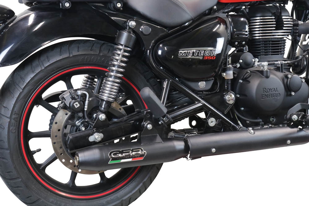 Escape compatível com Royal Enfield Classic 350 2021-2023, Deeptone Nero, Escape legal, aprovado, com db killer removível, tubo de conexão e conversor catalítico 