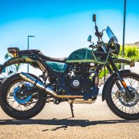 Escape compatível com Royal Enfield Himalayan 410 2021-2024, Deeptone Inox, Sistema racing Silencioso com tubo de ligação 