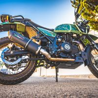Escape compatível com Royal Enfield Scram 411 2022-2024, Furore Nero, Sistema racing Silencioso com tubo de ligação 