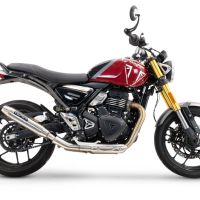 Escape compatível com Triumph Scrambler 400 X 2023-2025, Deeptone Inox, Escape legal, homologado, silenciador com db killer removível e tubo de ligação específico 