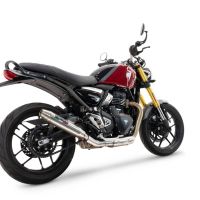 Escape compatível com Triumph Scrambler 400 X 2023-2025, Deeptone Inox, Escape legal, homologado, silenciador com db killer removível e tubo de ligação específico 