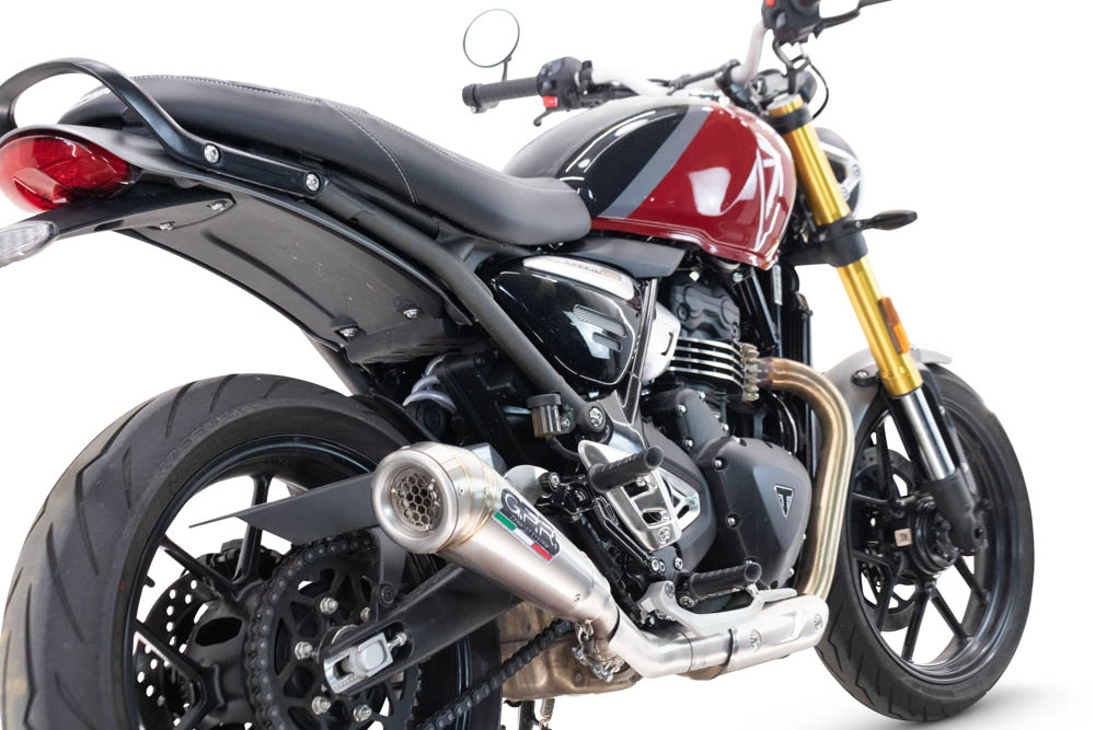 Escape compatível com Triumph Speed 400 2023-2025, Powercone Evo, Escape legal, homologado, silenciador com db killer removível e tubo de ligação específico 
