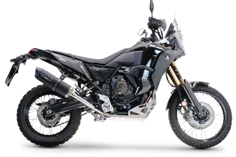 Escape compatível com Yamaha Tenere 700 2021-2024, Decatalizzatore + Paracoppa Titanio, Sistema racing Sistema de tubo para eliminar o catalisador, mais chapa antiderrapante de titânio do motor 