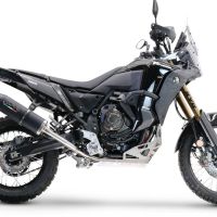 Escape compatível com Yamaha Tenere 700 2021-2024, Decatalizzatore + Paracoppa Titanio, Sistema racing Sistema de tubo para eliminar o catalisador, mais chapa antiderrapante de titânio do motor 