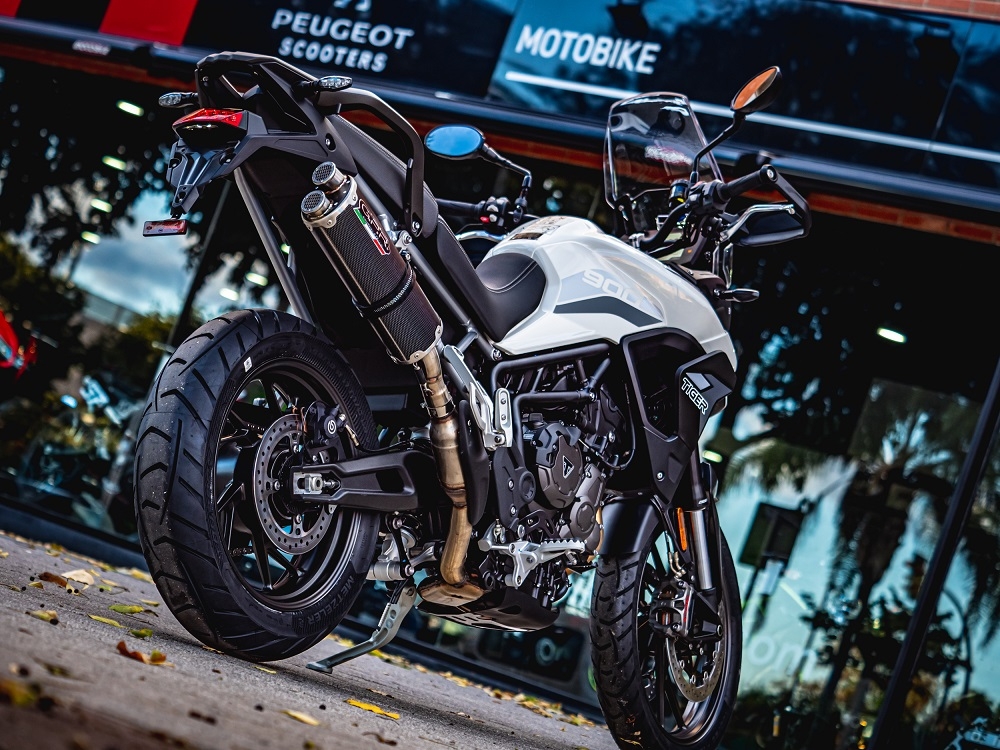 Escape compatível com Triumph Tiger 850 2020-2024, Dual Poppy, Escape legal, homologado, silenciador com db killer removível e tubo de ligação específico 
