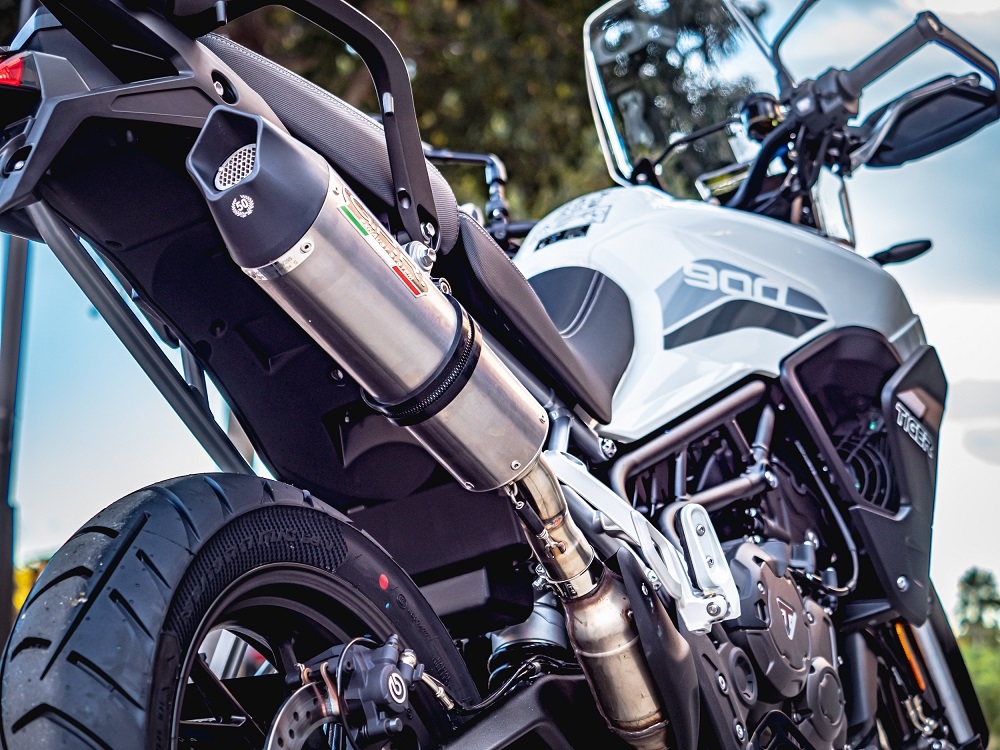 GPR escape compatível com  Triumph Tiger 900 2020-2023, New Grand Prix Evo Titanium, Escape legal, homologado, silenciador com db killer removível e tubo de ligação específico 