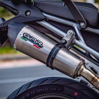 GPR escape compatível com  Triumph Tiger 900 2020-2023, New Grand Prix Evo Titanium, Escape legal, homologado, silenciador com db killer removível e tubo de ligação específico 
