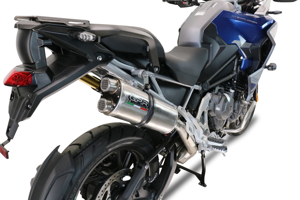 GPR escape compatível com  Triumph Tiger 1200 Gt - Rally 2022-2024, Dual Inox, Escape legal, homologado, silenciador com db killer removível e tubo de ligação específico 