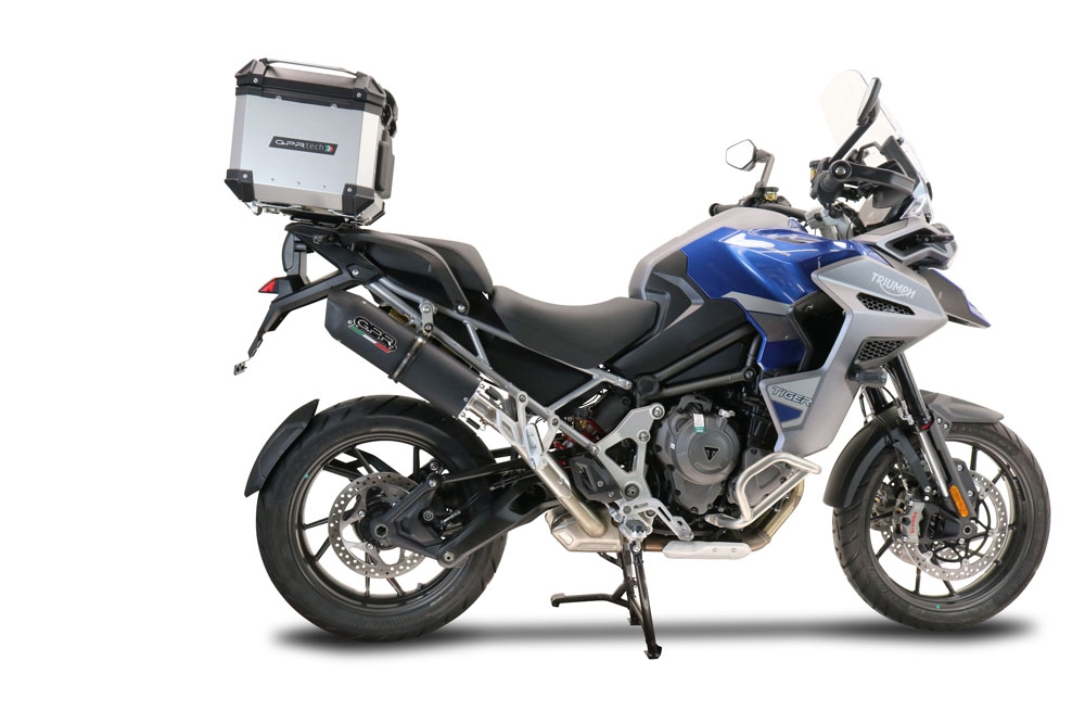 Escape compatível com Triumph Tiger 1200 Gt - Rally 2022-2024, Furore Evo4 Nero, Escape legal, homologado, silenciador com db killer removível e tubo de ligação específico 