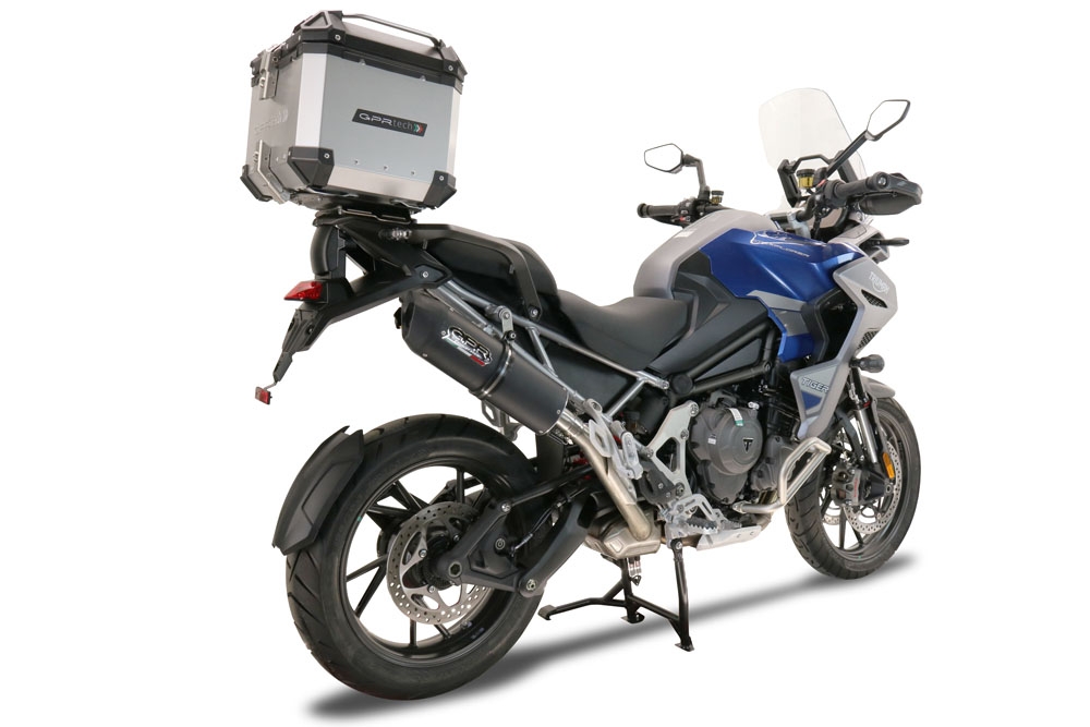 Escape compatível com Triumph Tiger 1200 Gt - Rally 2022-2024, Furore Evo4 Nero, Escape legal, homologado, silenciador com db killer removível e tubo de ligação específico 