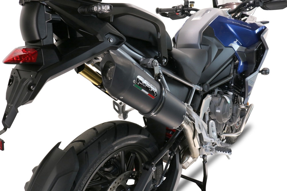 Escape compatível com Triumph Tiger 1200 Gt - Rally 2022-2024, Furore Evo4 Nero, Escape legal, homologado, silenciador com db killer removível e tubo de ligação específico 