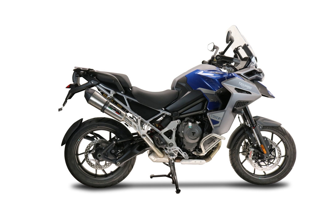 GPR escape compatível com  Triumph Tiger 1200 Gt - Rally 2022-2024, New Grand Prix Evo Titanium, Escape legal, homologado, silenciador com db killer removível e tubo de ligação específico 