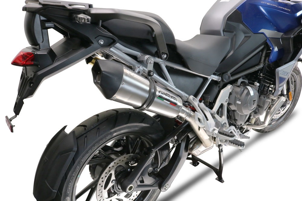 GPR escape compatível com  Triumph Tiger 1200 Gt - Rally 2022-2024, New Grand Prix Evo Titanium, Escape legal, homologado, silenciador com db killer removível e tubo de ligação específico 