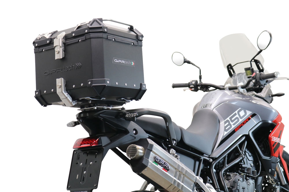 Top case em alumínio, cor preta com placa específica incluída Top case maletas GPR TECH compatível com Triumph Tiger 900 2020/2023 e5