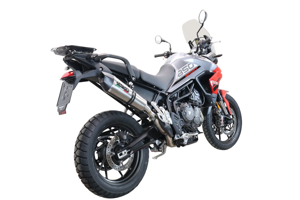 GPR escape compatível com  Triumph Tiger 850 2020-2024, New Grand Prix Evo Titanium, Escape legal, homologado, silenciador com db killer removível e tubo de ligação específico 