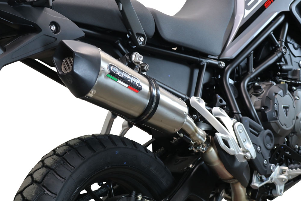 GPR escape compatível com  Triumph Tiger 850 2020-2024, New Grand Prix Evo Titanium, Escape legal, homologado, silenciador com db killer removível e tubo de ligação específico 