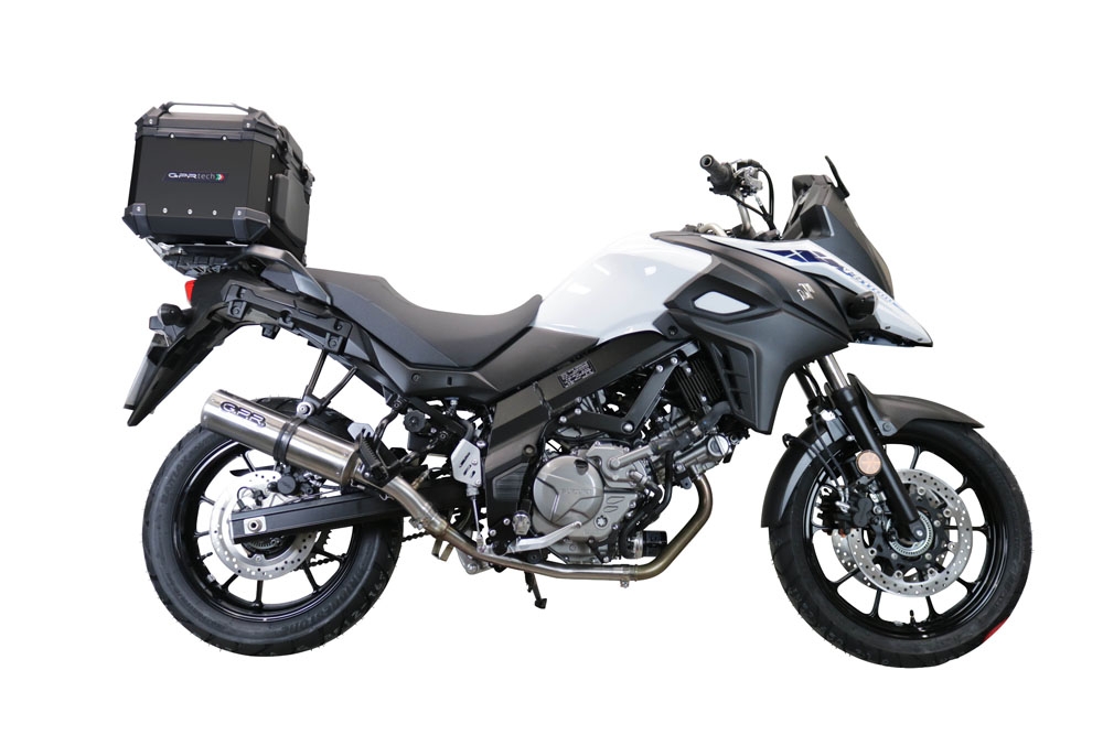 Top case em alumínio, cor prata com placa específica incluída Top case maletas GPR TECH compatível com Suzuki V-Strom Dl 650 2017/2020 e4