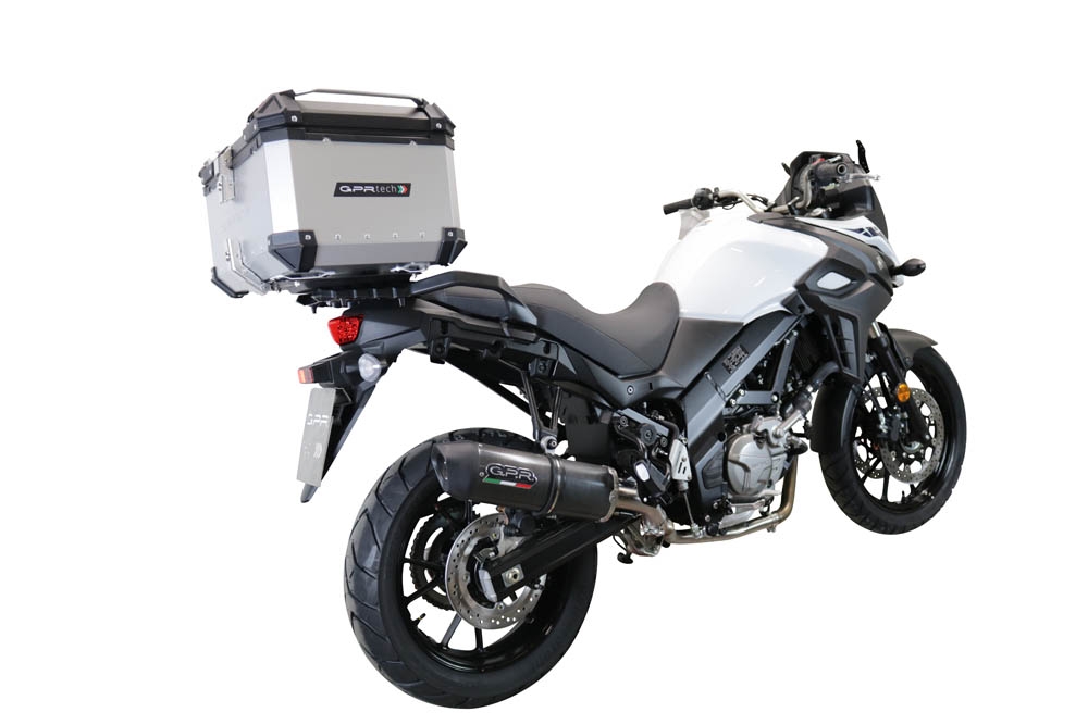 Top case em alumínio, cor prata com placa específica incluída Top case maletas GPR TECH compatível com Suzuki V-Strom Dl 650 2012/2016 e3
