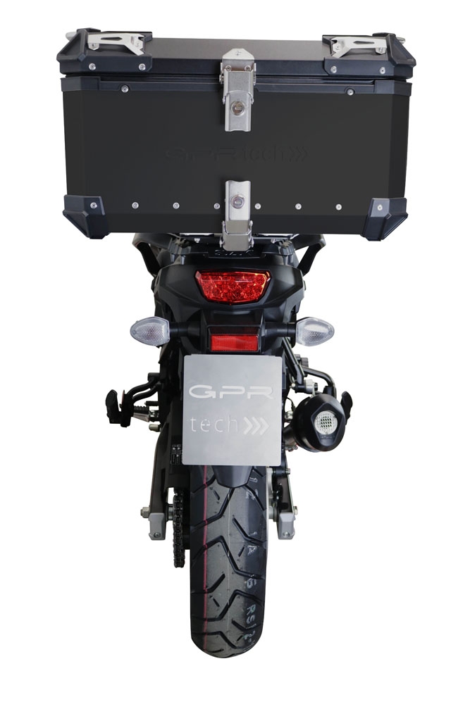 Top case em alumínio, cor preta com placa específica incluída Top case maletas GPR TECH compatível com Suzuki V-Strom Dl 650 2021/2024 e5