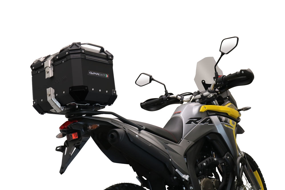 Top case em alumínio, cor preta com placa específica incluída Top case maletas GPR TECH compatível com Voge 300Rally 2022/2024 e5