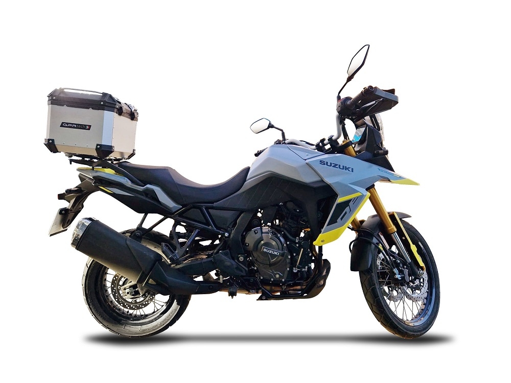 Top case em alumínio, cor prata com placa específica incluída Top case maletas GPR TECH compatível com Suzuki V-Strom Dl 650 2017/2020 e4