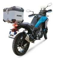 Top case em alumínio, cor prata com placa específica incluída Top case maletas GPR TECH compatível com Cf Moto 450MT 2023/2025