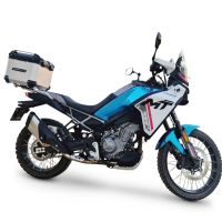 Top case em alumínio, cor prata com placa específica incluída Top case maletas GPR TECH compatível com Cf Moto 450MT 2023/2025