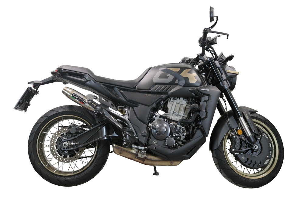 Escape compatível com Zontes 350 GK 2022-2024, Deeptone Inox, Escape legal, homologado, silenciador com db killer removível e tubo de ligação específico 