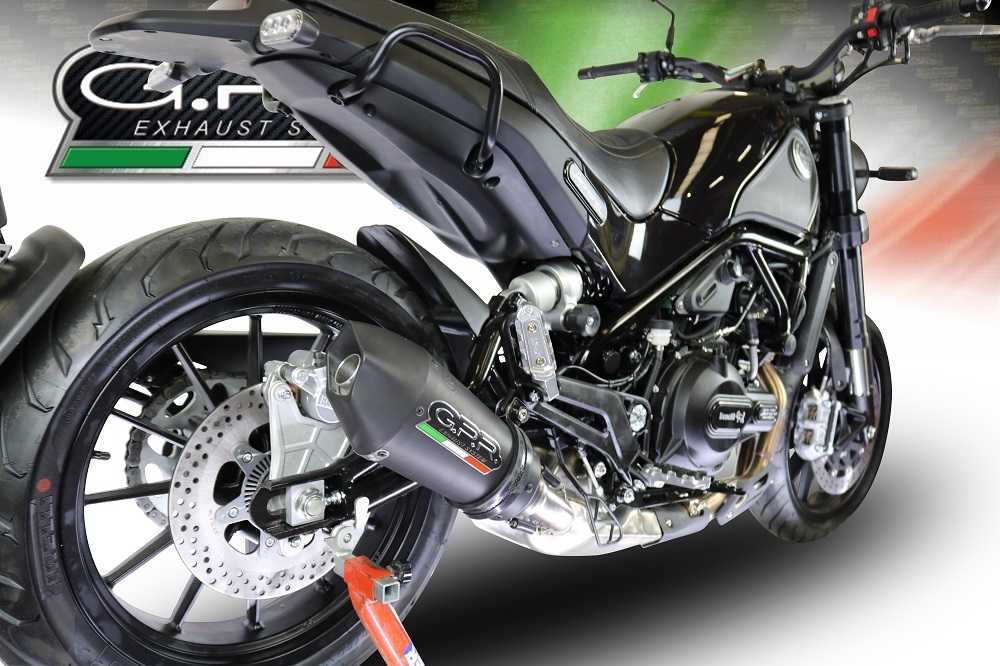 Escape compatível com Benelli Leoncino 500 2017-2024, Gpe Ann. Black titanium, Escape legal, homologado, silenciador com db killer removível e tubo de ligação específico 