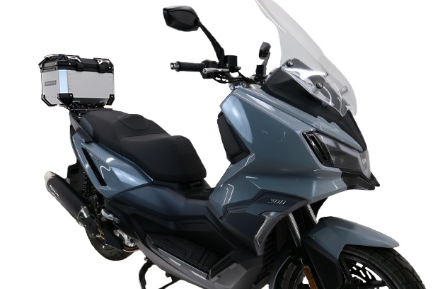 Top case maletas GPR TECH compatível com Sym ADX 300 2024/2026 e5 Plus Top Case Alpi-Tech em alumínio, cor prata com placa específica incluída Capacidade Litros 26
