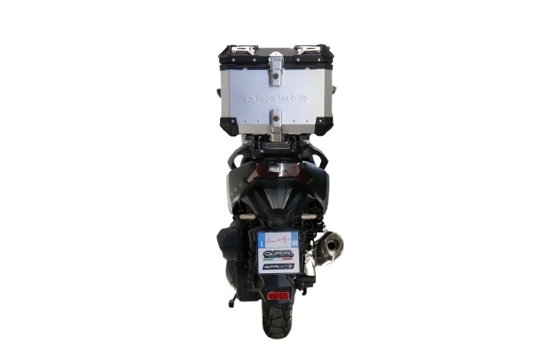Top case maletas GPR TECH compatível com Sym ADX 300 2024/2026 e5 Plus Top Case Alpi-Tech em alumínio, cor prata com placa específica incluída Capacidade Litros 26