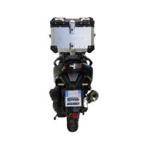 Top case maletas GPR TECH compatível com Sym ADX 300 2024/2026 e5 Plus Top Case Alpi-Tech em alumínio, cor prata com placa específica incluída Capacidade Litros 26