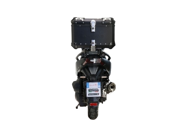 Top case maletas GPR TECH compatível com Sym ADX 300 2024/2026 e5 Plus Top Case Alpi-Tech em alumínio, cor preta com placa específica incluída Capacidade Litros 45